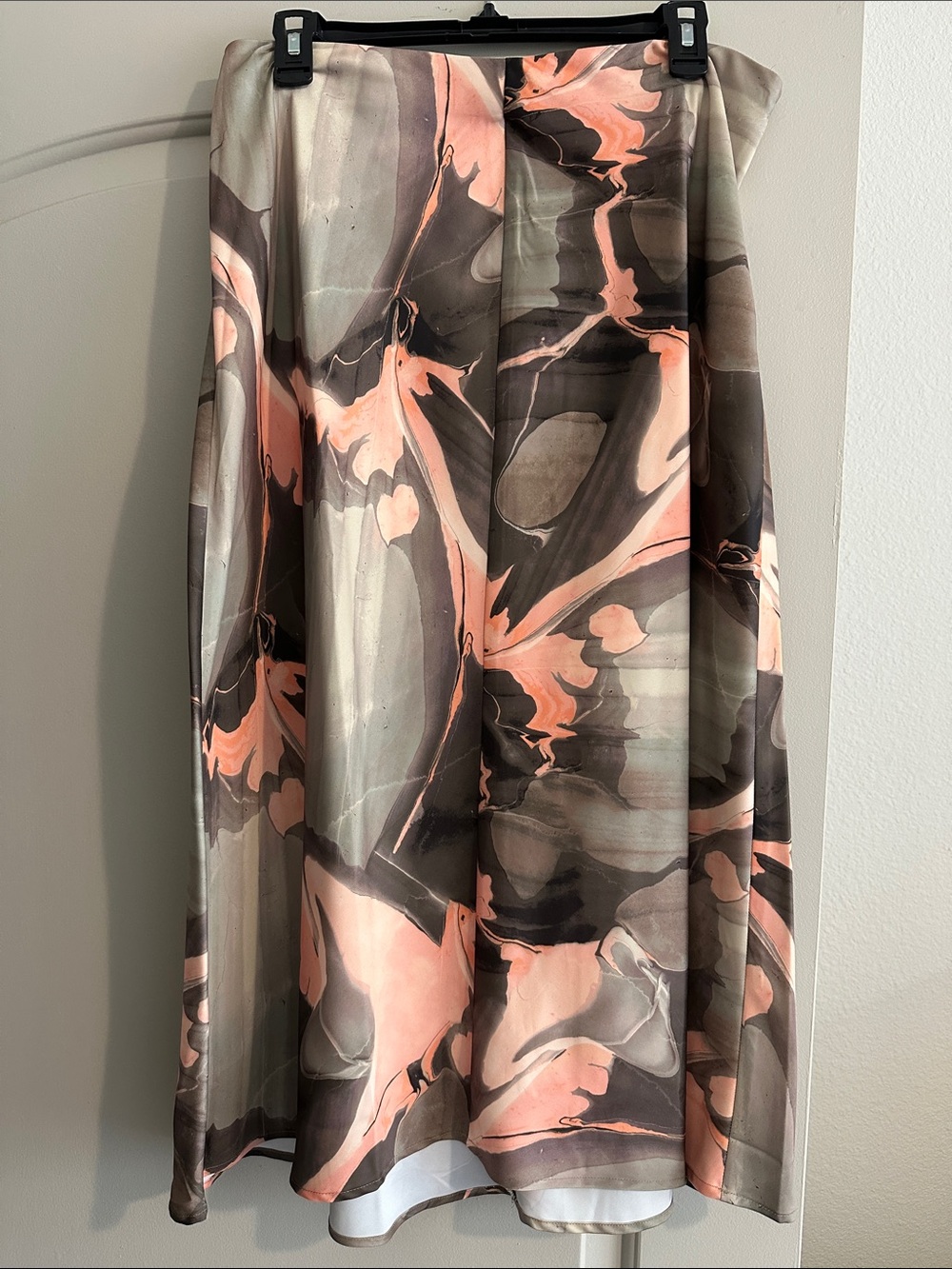 Banana Republic Factory Marble-Print Midi Skirt in Olive and Peach